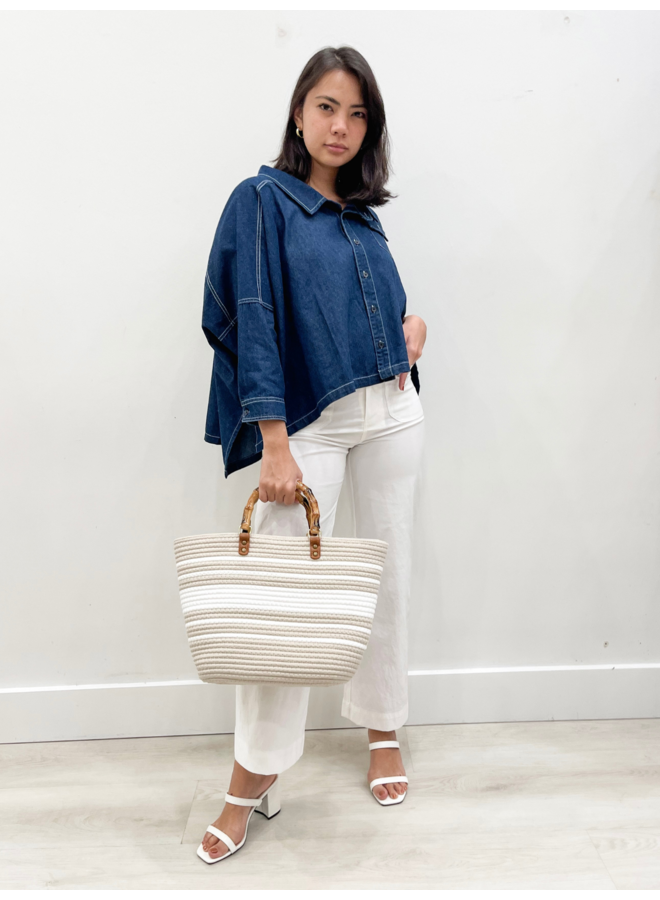 BLY273 DENIM BUTTON DOWN TOP