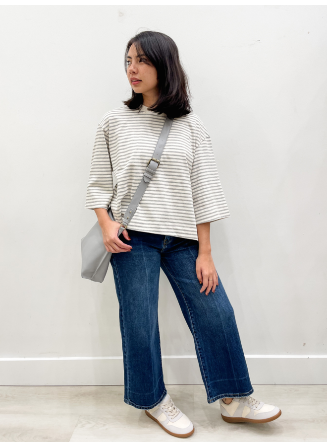 BLY259 STRIPED HALF SLEEVE TOP