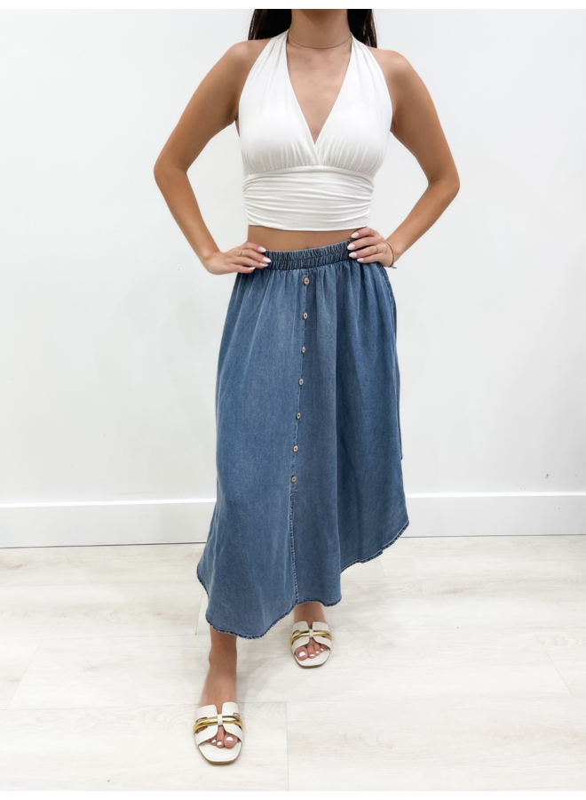 FS3246 MINERAL WASH MIDI SKIRT