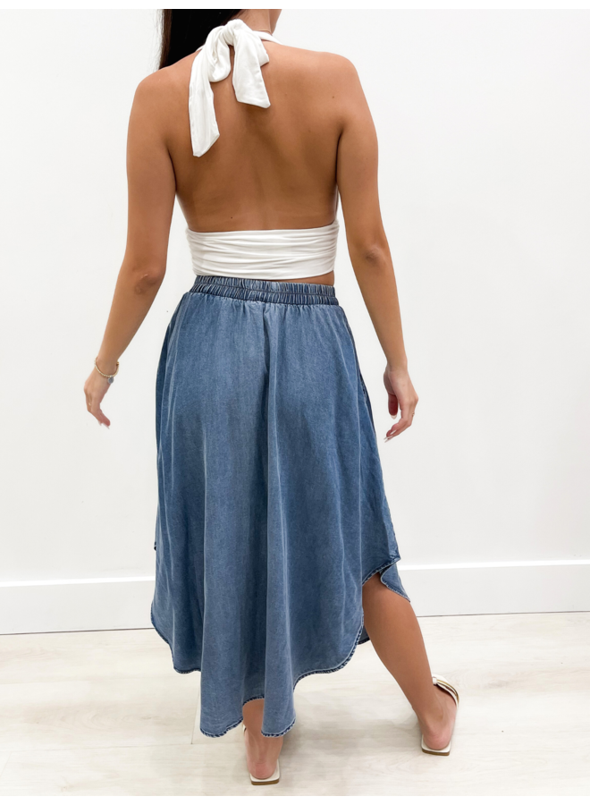 FS3246 MINERAL WASH MIDI SKIRT