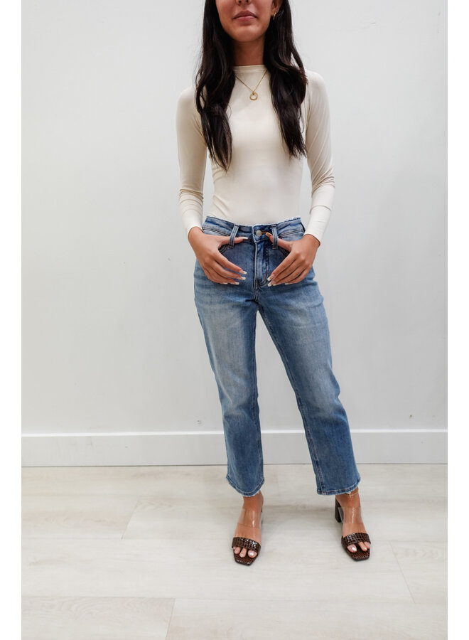 LV1266 MID RISE CROP STRAIGHT JEANS