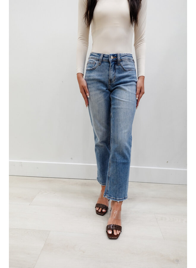 LV1266 MID RISE CROP STRAIGHT JEANS