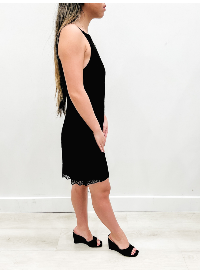 C50016 EMBROIDERED LACE SLEEVELESS DRESS