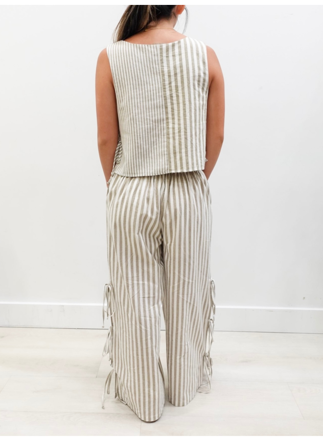 P5099ST 100% COTTON MIXED STRIPE PANTS - Adore