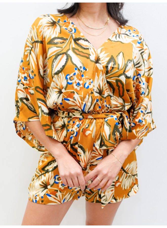 RA92609H KIMONO SLEEVE BELTED ROMPER