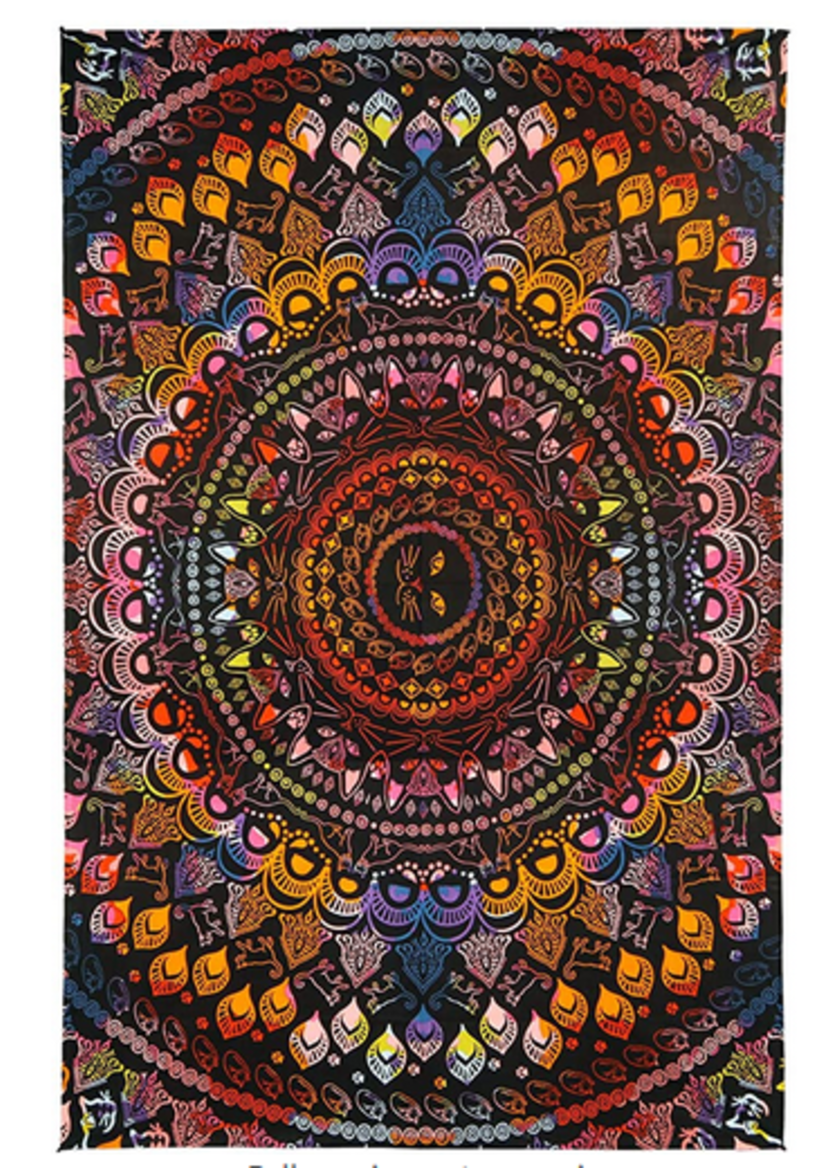 SJ 3D Tapestry Colorful Cat Mandala