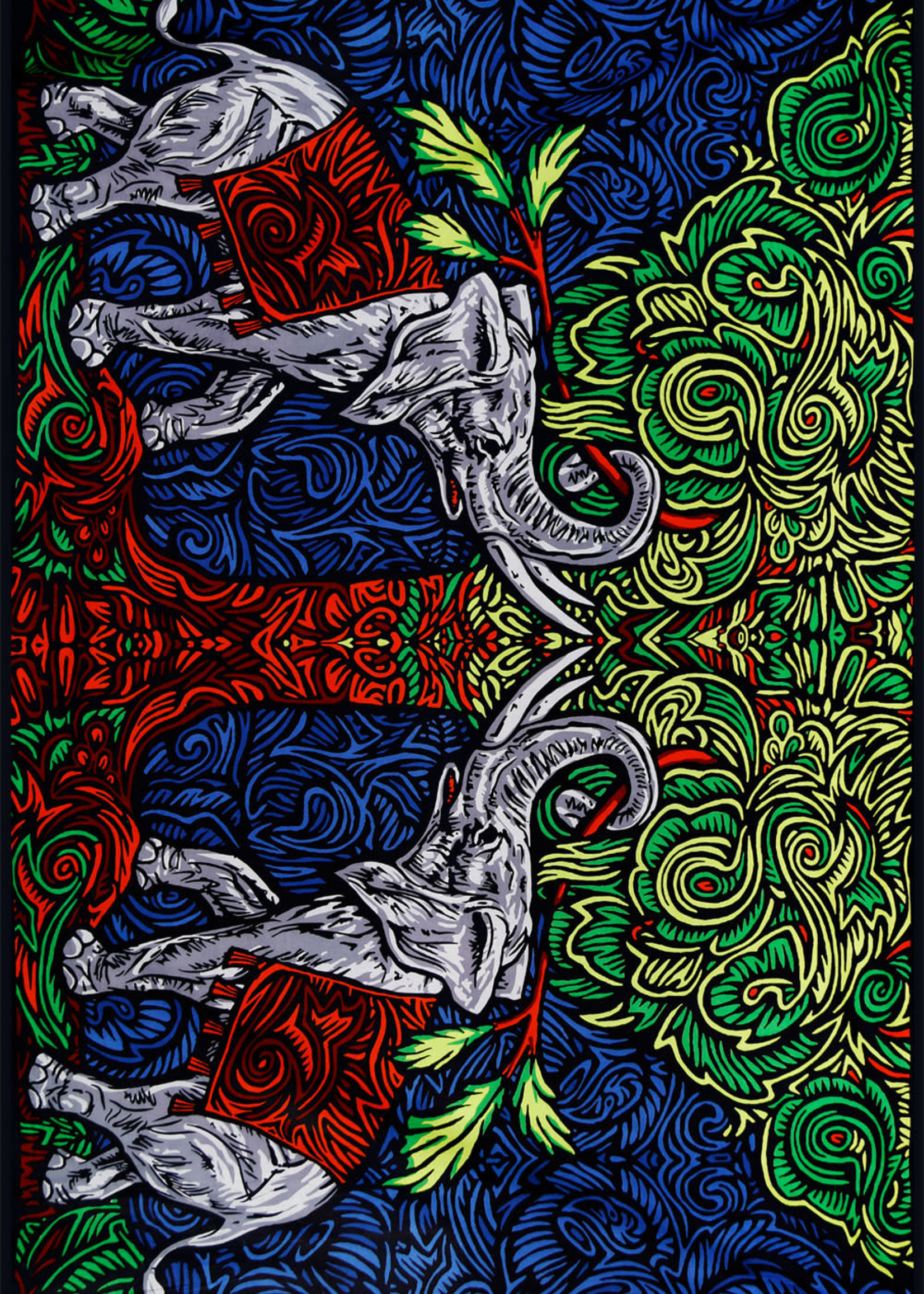 SJ 3D Tapestry Elephant Tree