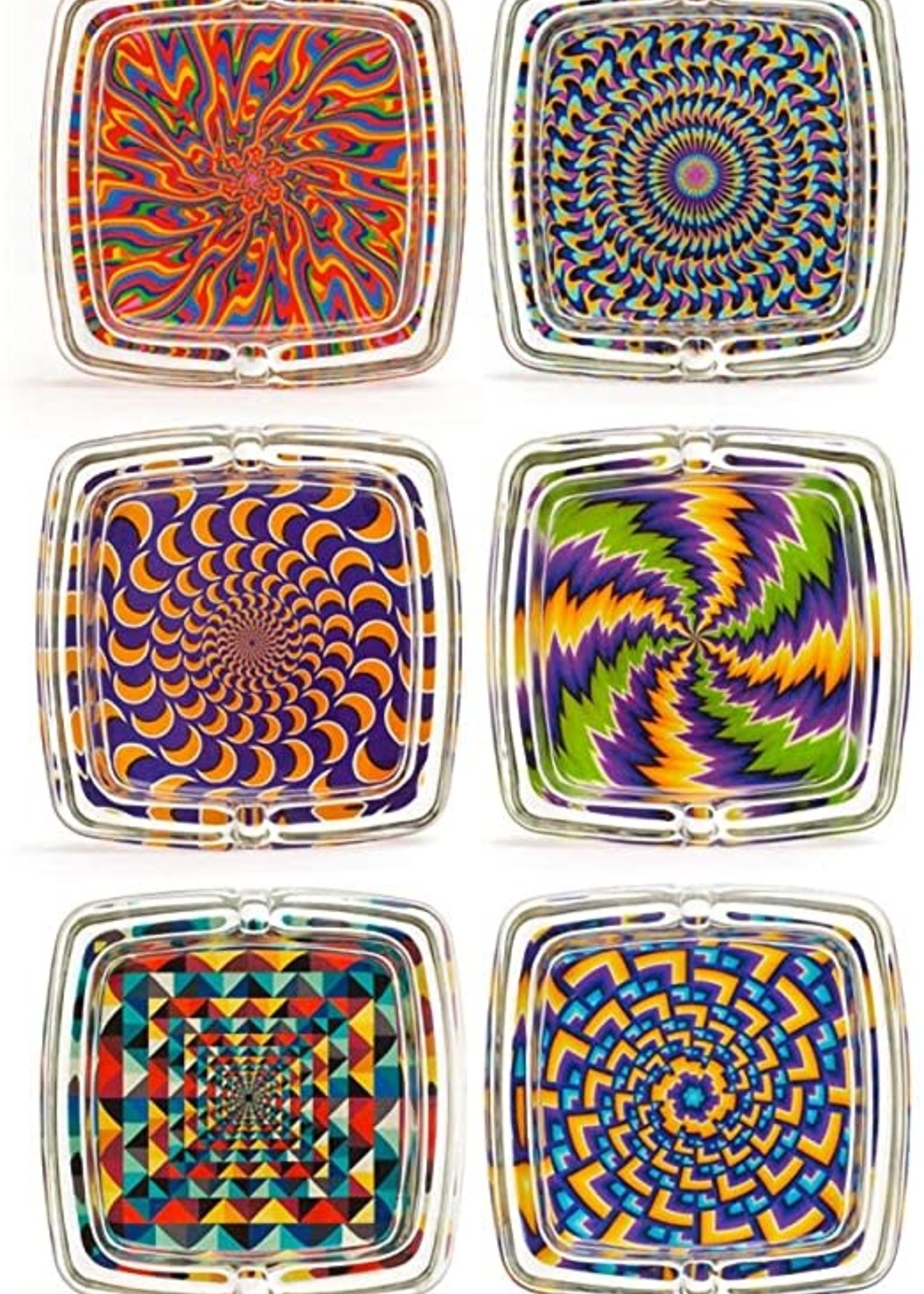 Glass Ashtray Square Motion Assorted