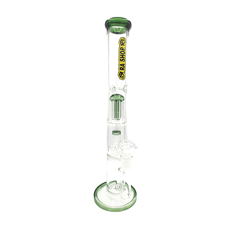 Ra Shop Double Perc Straight Waterpipe w/ Colored Accents