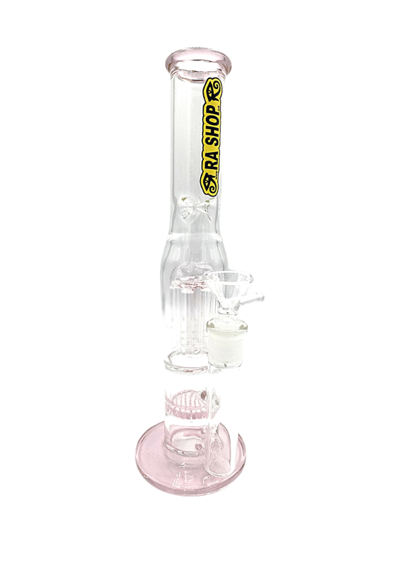 RA SHOP 10" Double Perc Straight Waterpipe w/ Color Accents