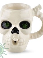 Porcelain Mug Pipe Skull White