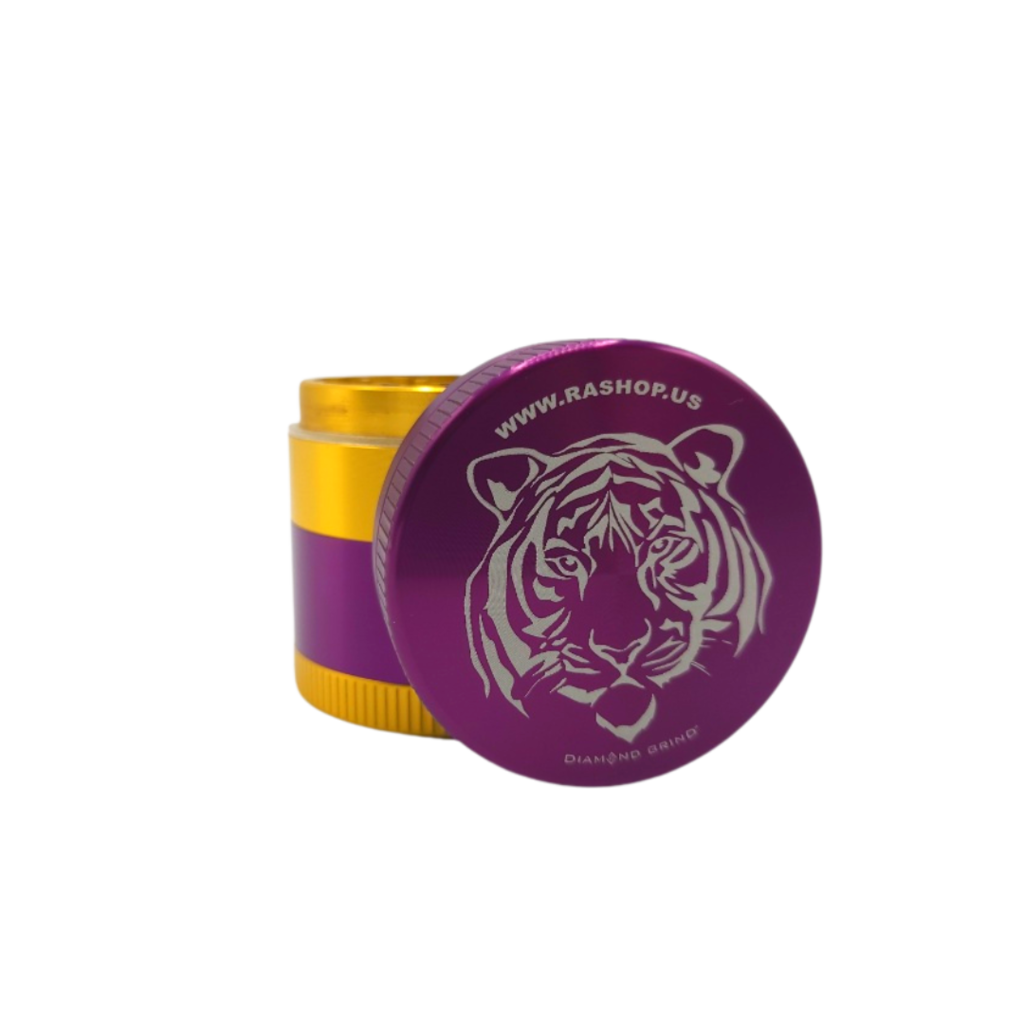 Ra Shop Diamond Grind 4pc 50mm Purple & Gold Tiger Grinder