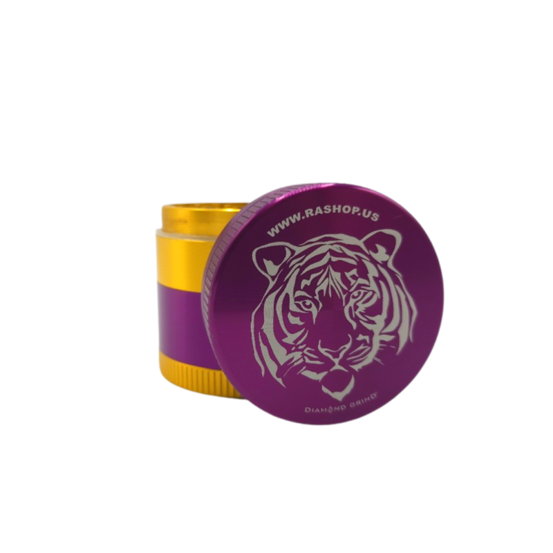 Ra Shop Diamond Grind 4pc 50mm Purple & Gold Tiger Grinder