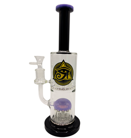 Ra Shop Double Shower Perc Waterpipe w/ Logo Black & Purple