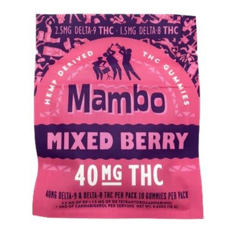 Mambo Delta-9 + Delta-8 + CBG 40mg 10ct Gummies Mixed Berry
