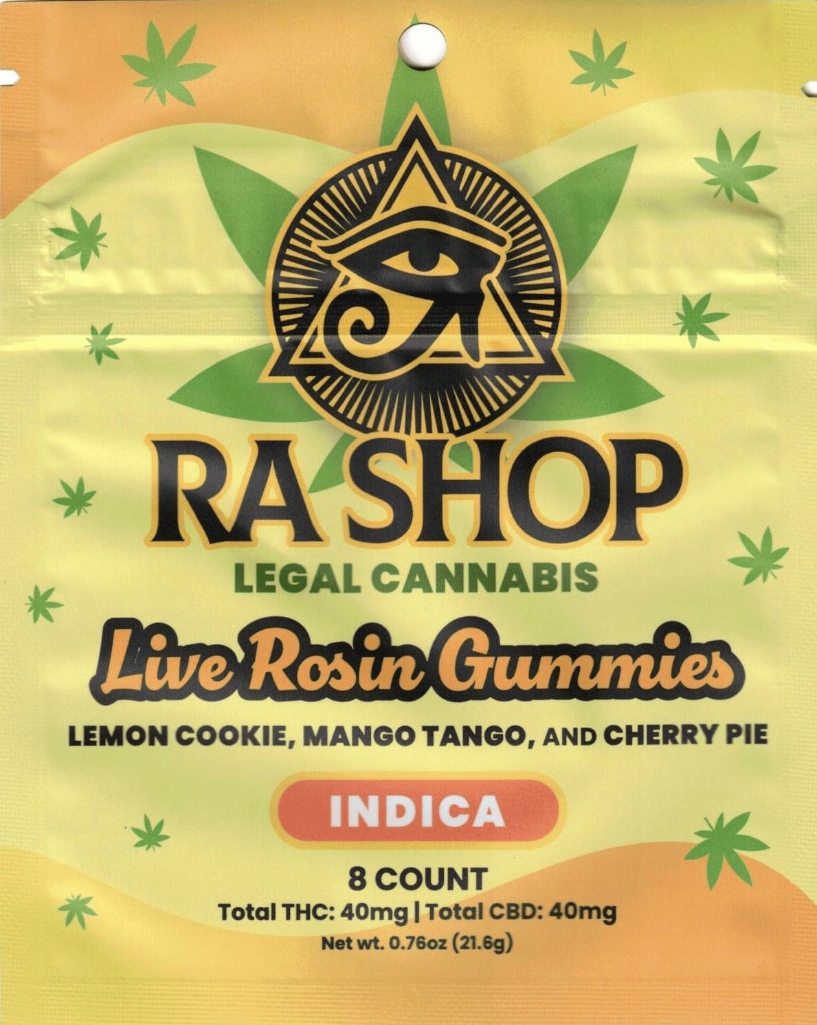 RA SHOP Delta-9 Live Rosin 40mg INDICA Assorted Gummies 8ct - The