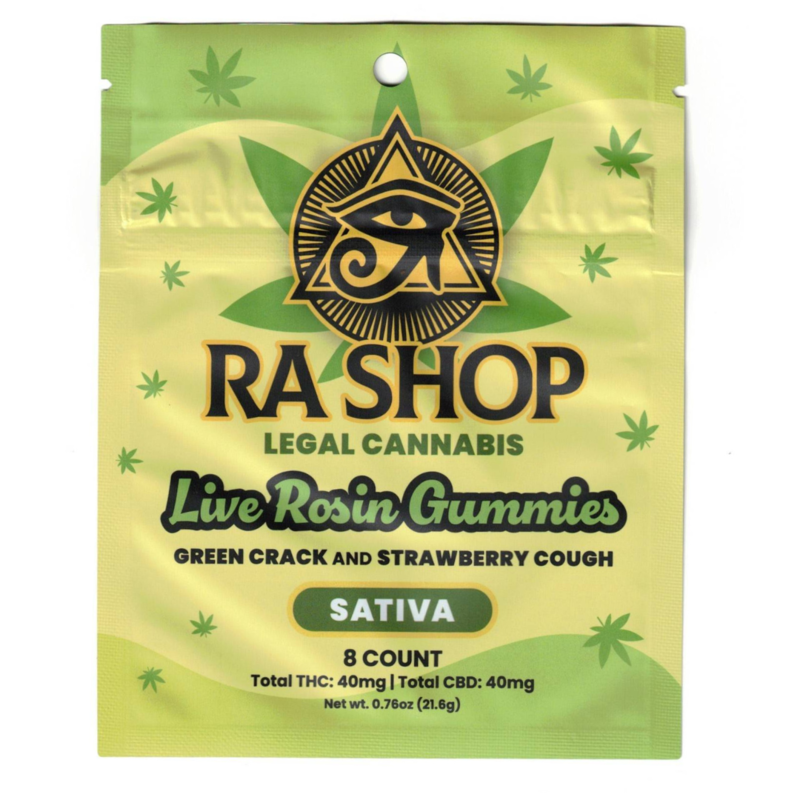 Ra Shop RA SHOP Delta-9 Live Rosin 40mg SATIVA Assorted Gummies 8ct