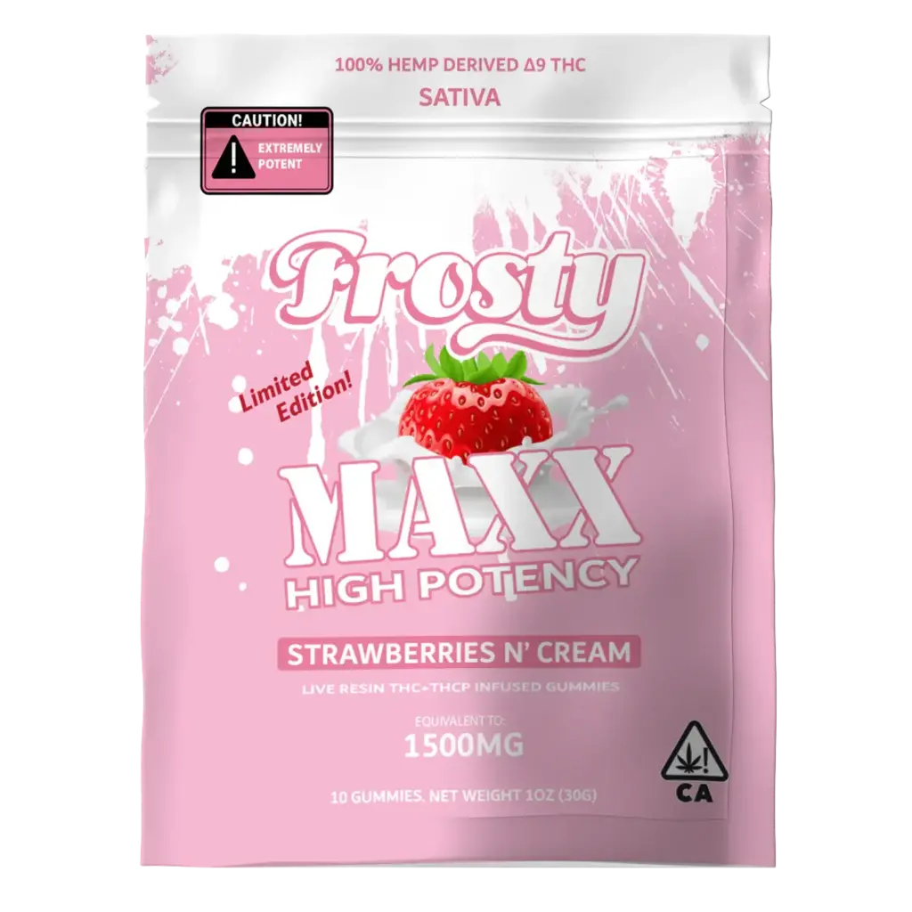 Frosty MAXX Gummies 10ct 40mg THCP Strawberries N' Cream Sativa
