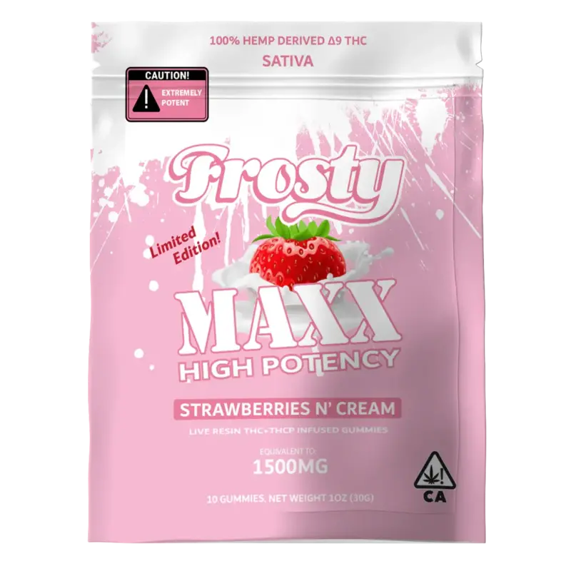 Frosty MAXX Gummies 10ct 40mg THCP Strawberries N' Cream Sativa