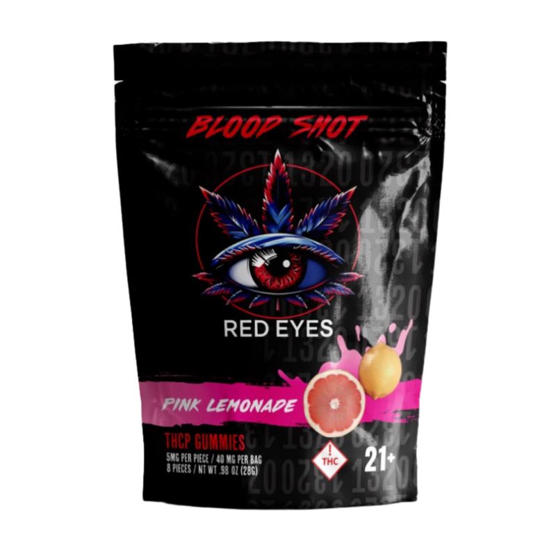 RED EYES Blood Shot THC-P Gummies 40mg 8ct Pink Lemonade