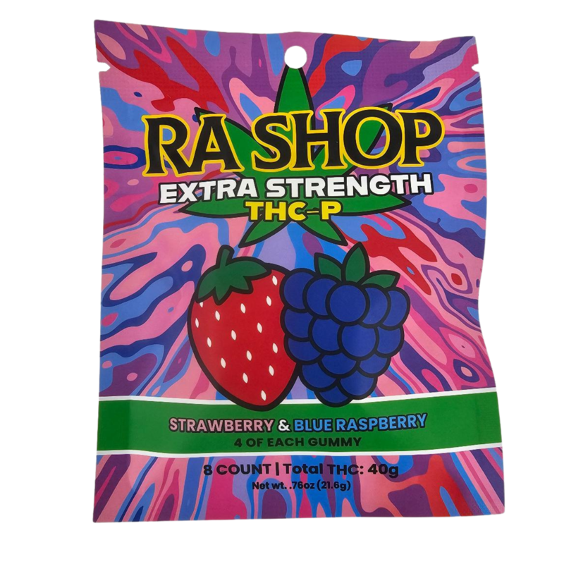 Ra Shop RA SHOP THC-P 40mg Strawberry & Blue Raspberry Gummies 8ct