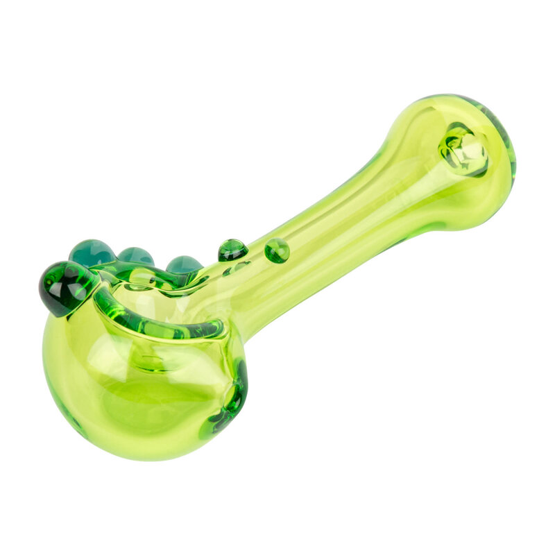 Red Eye Glass 4" Commodore Hand Pipe w/ Ash Catcher Lime Green