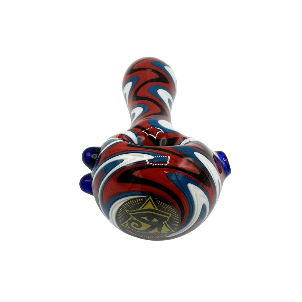 Ra Shop RA SHOP Multi Colored Wig Wag Hand Pipe Red