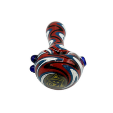 Ra Shop RA SHOP Multi Colored Wig Wag Hand Pipe Red