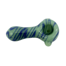 Ra Shop RA SHOP Small Opaque Swirl w/ Bump Hand Pipe Teal + Blue