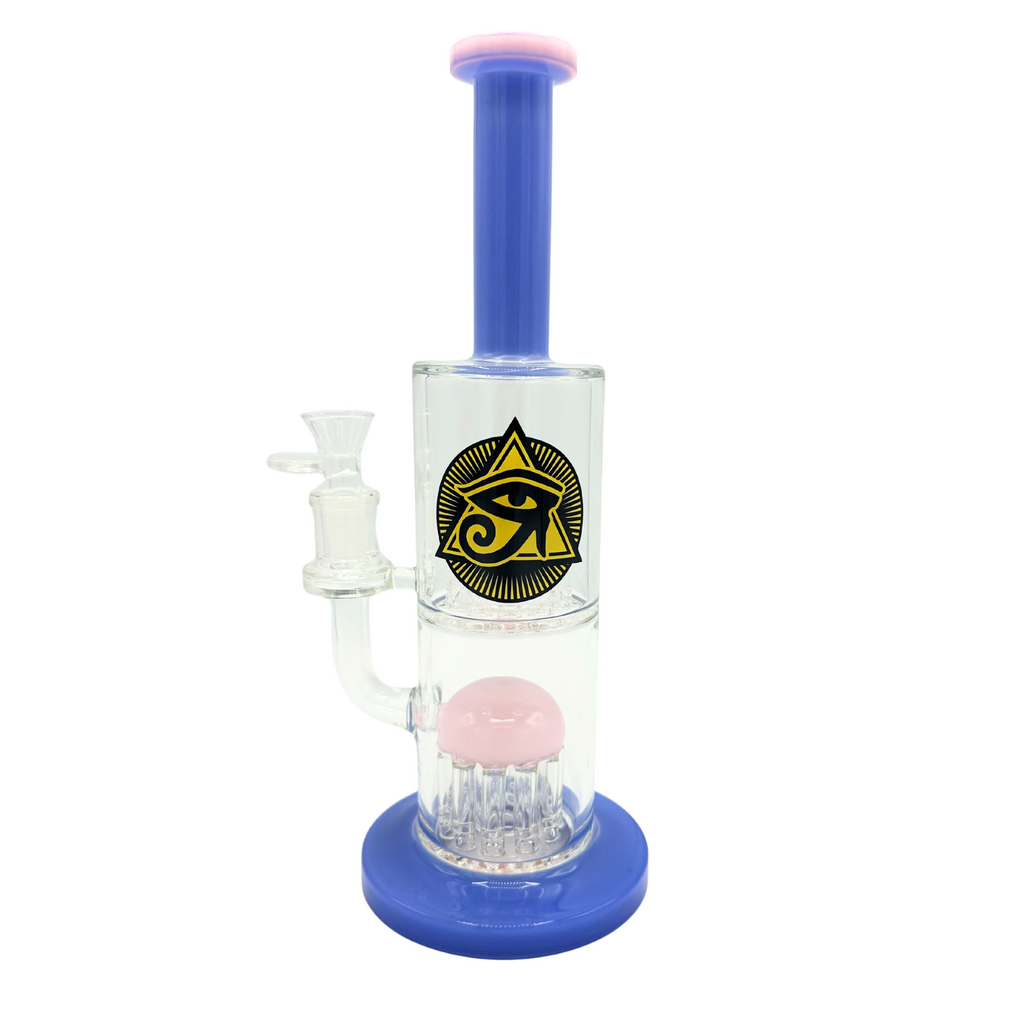 Ra Shop RA SHOP Double Shower Perc Waterpipe w/ Logo Purple Pink