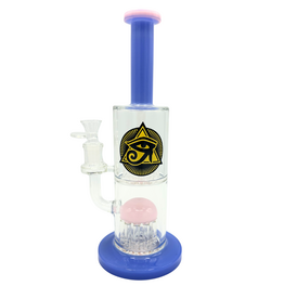 Ra Shop RA SHOP Double Shower Perc Waterpipe w/ Logo Purple Pink