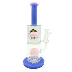 Ra Shop RA SHOP Double Shower Perc Waterpipe w/ Logo Purple Pink