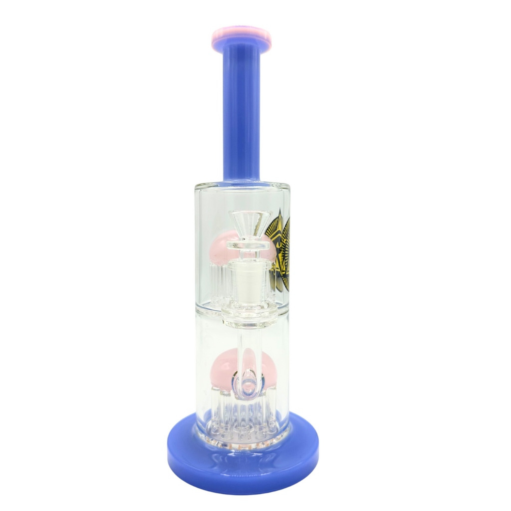 Ra Shop RA SHOP Double Shower Perc Waterpipe w/ Logo Purple Pink