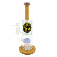 Ra Shop RA SHOP Double Shower Perc Waterpipe w/ Logo Yellow Blue