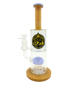 Ra Shop RA SHOP Double Shower Perc Waterpipe w/ Logo Yellow Blue