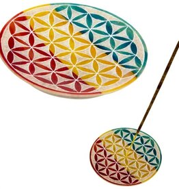 Soapstone Round Incense Holder Flower of Life