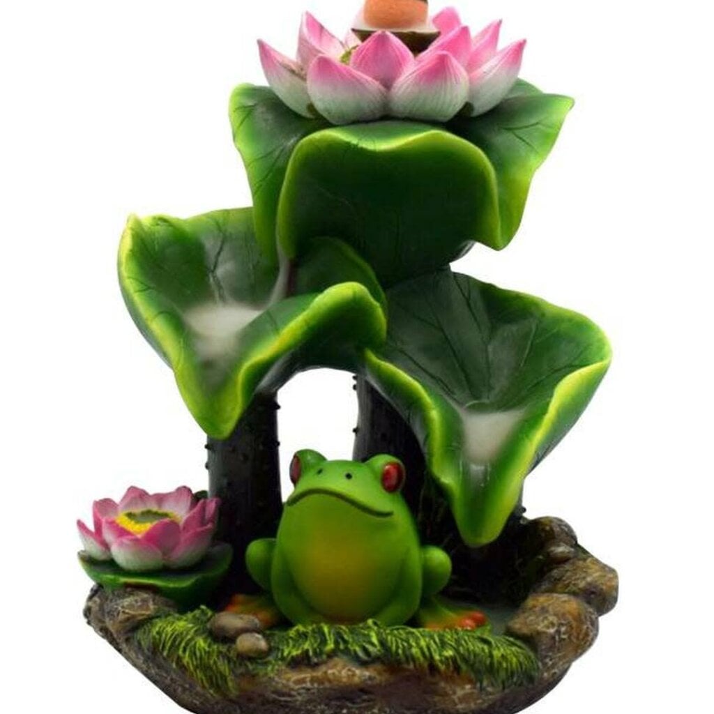 5.5" Polyresin Frog & Lily Pad Backflow Incense Holder