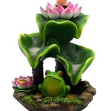 5.5" Polyresin Frog & Lily Pad Backflow Incense Holder
