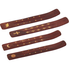 Basic Wood Incense Holder Brass Inlay
