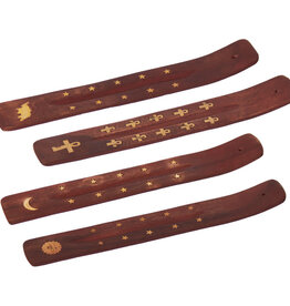 Basic Wood Incense Holder Brass Inlay