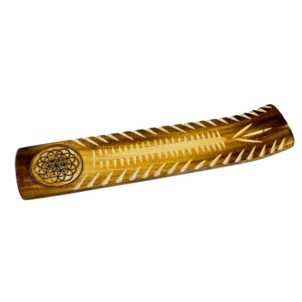 Wide Engraved Incense Holder Flower of Life