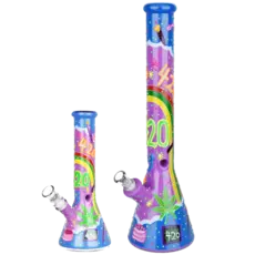 10" Beach Vibes 420 Painted Glass GITD Beaker