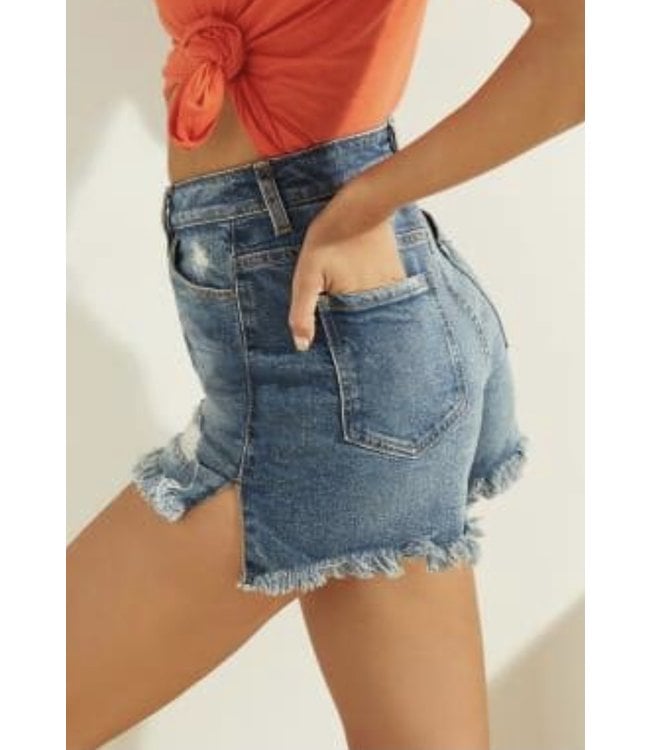 Guess CLAUDIA High Rise Slit Shorts - SKY HIGH WASH