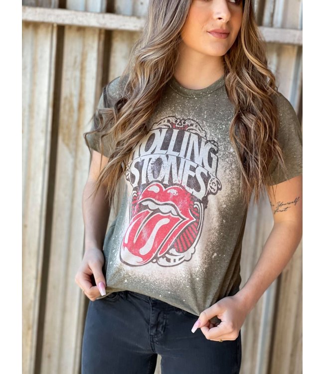 #wearfnf Rolling Stones Bleach Tee - MILITARY GREEN