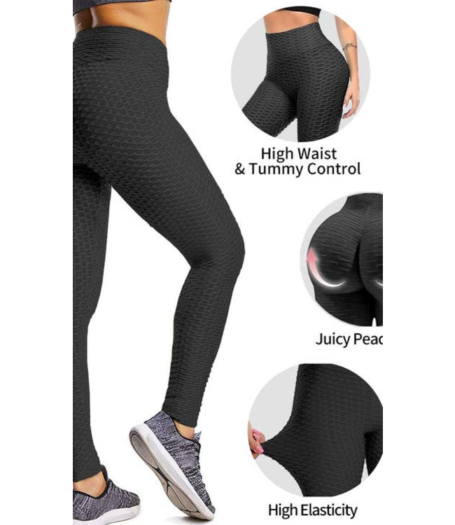#wearfnf High Waist Butt Lifting Workout Yoga Pants - BLACK