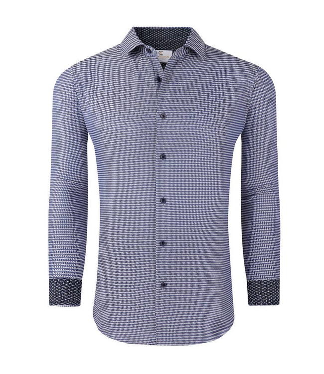 #wearfnf Solid Dobby Jacquard L/S Shirt - BLUE