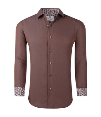 #wearfnf Solid Dobby Jacquard L/S Shirt - BROWN