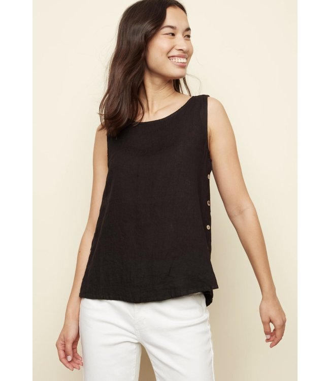 Charlie B Sleeveless Blouse with Side Pockets - BLACK