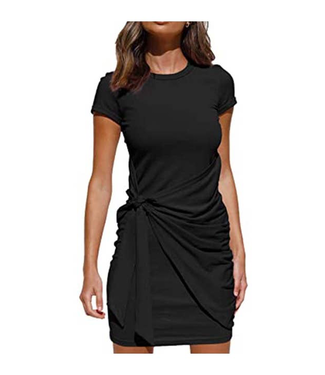 #wearfnf Tie Front Wrap Dress - BLACK