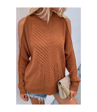 #wearfnf Cable Cold Shoulder Sweater -